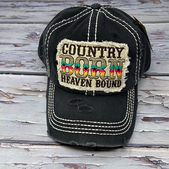 🆕NWT Trucker Hat Country Born Heaven Bound Graphic Vintage Distressed Style - Picture 7 of 7